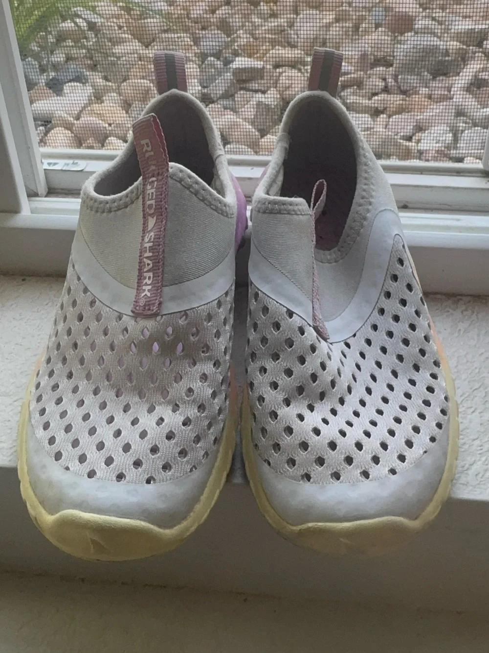 Rugged Shark Kids  Slip-On Mesh Shoed in Light Gray and Pink